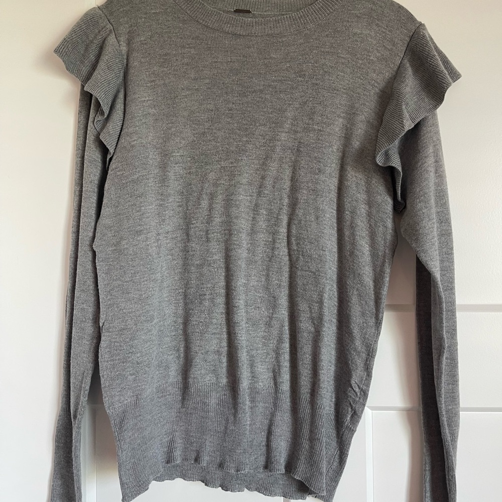 Grey flutter sleeve sweater